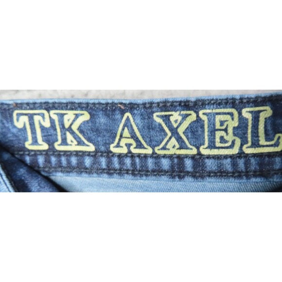 T K Axel Jeans Mens 32x32 Blue Slim Bootcut Dark Wash Cotton Denim Flap Pockets - Picture 7 of 13